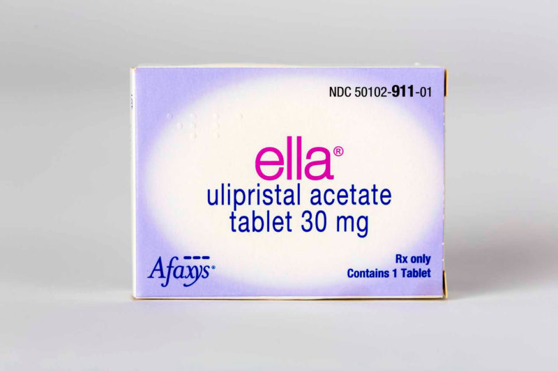 This is what the Ella emergency contraception box looks like